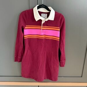 Lands' End | Maroon Striped Polo Rugby Shirt Dress | 6x-7